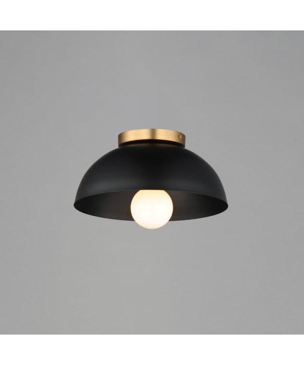 Thelonious 12 inch Flush Mount Black   Natural Aged Brass Online Sale