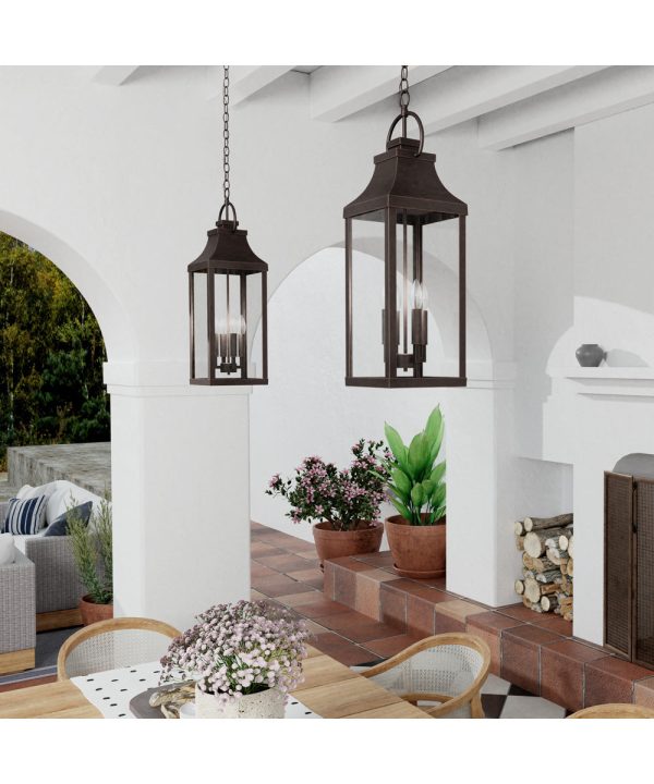 Bradford 4-Light Outdoor Hanging-Lantern Rain or Shine - Oiled Bronze Online Sale