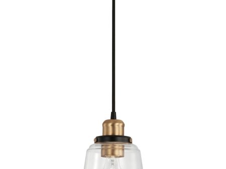 Fallon 1-Light Pendant Aged Brass and Black For Discount