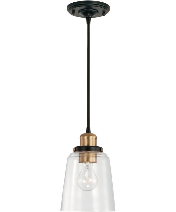 Fallon 1-Light Pendant Aged Brass and Black For Discount