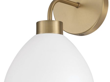 Ross 1-Light Sconce Aged Brass and White Supply