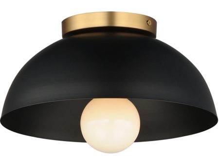 Thelonious 12 inch Flush Mount Black   Natural Aged Brass Online Sale