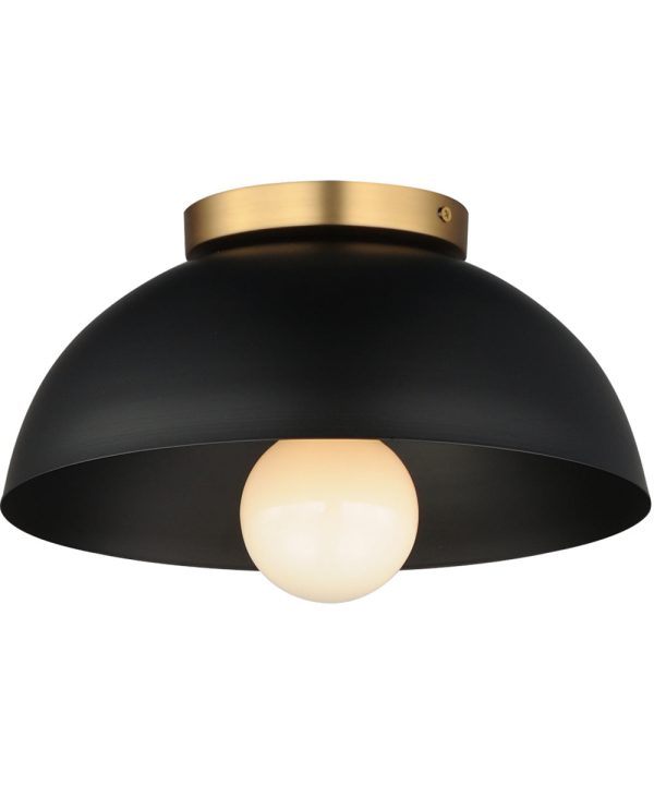 Thelonious 12 inch Flush Mount Black   Natural Aged Brass Online Sale