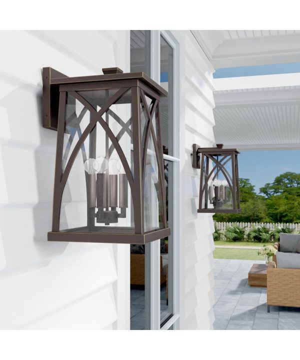 Marshall 4-Light Outdoor Wall-Lantern Rain or Shine - Oiled Bronze For Sale