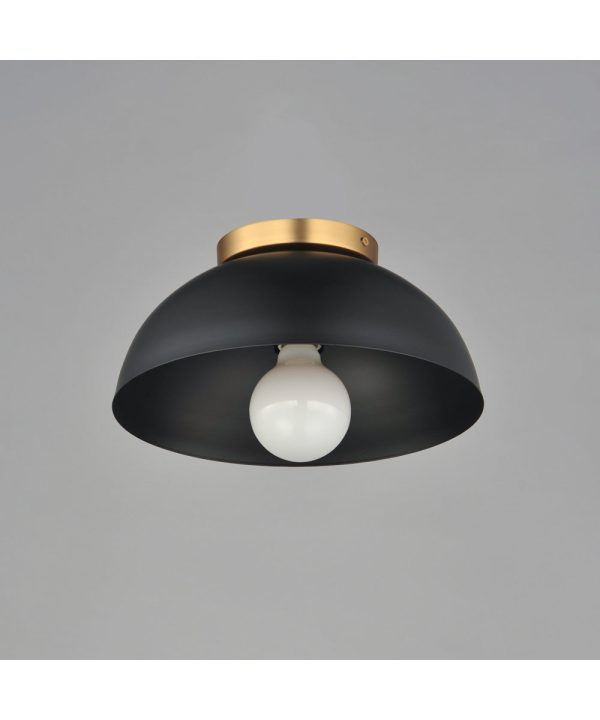 Thelonious 12 inch Flush Mount Black   Natural Aged Brass Online Sale