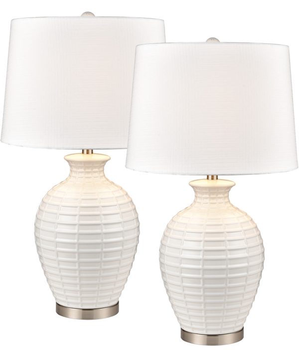 Junia 28   High 1-Light Table Lamp - Set of 2 White Online