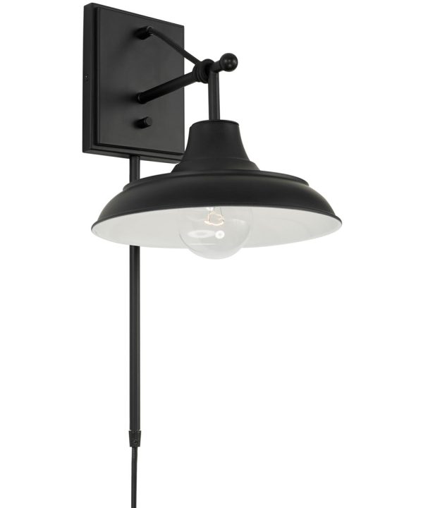 Jones 1-Light Plug In Sconce Matte Black, 10 W Sale