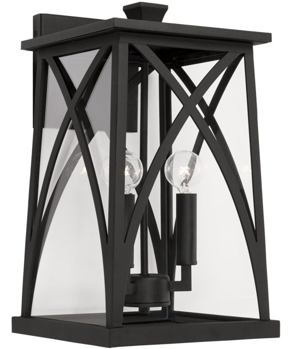 Marshall 3-Light Outdoor Wall-Lantern Rain or Shine - Black Cheap