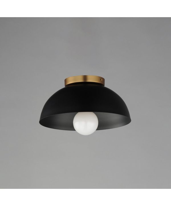 Thelonious 12 inch Flush Mount Black   Natural Aged Brass Online Sale