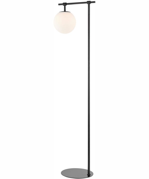 Lencho 1-Light Floor Lamp Black Frost Glass Shade Online Sale