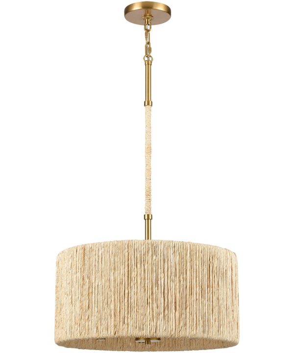 Abaca 18   Wide 4-Light Chandelier - Brushed Gold Hot on Sale