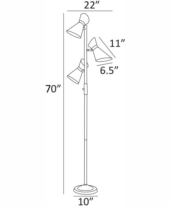 Jared 3-Light 3-Light Floor Lamp Ab Finished White Metal Shade For Sale