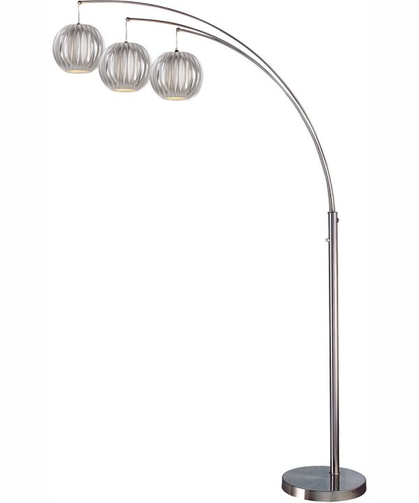 Deion 3-Light 3-Light Arch Lamp Ps With Grey Shade Online Hot Sale