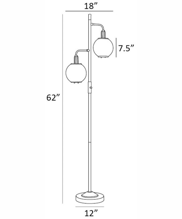 Kaira 2-Light 2-Light Floor Lamp Brushed Nickel Clear Glass Shade on Sale