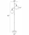 Kaira 2-Light 2-Light Floor Lamp Brushed Nickel Clear Glass Shade on Sale