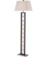 Pharell 1-Light Floor Lamp Chrome Dark Walnut White Fabric Shade Fashion