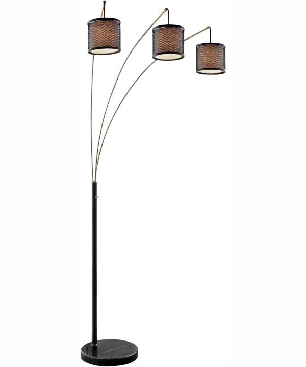 Elena 3-Light 3-Light Arch Lamp Coffee Metal Net Shade Fabric Online now