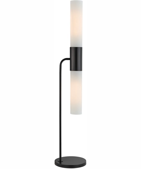 Dulance 2-Light 2-Light Floor Lamp Black Frost Glass Shade Cheap