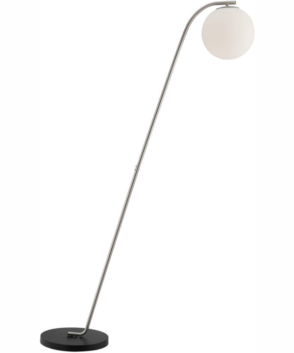 Roden 1-Light Floor Lamp Brushed Nickel Frost Glass Shade Online Hot Sale