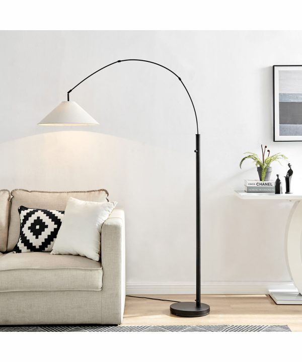 Hadas 1-Light Arch Lamp Black Fabric Shade Online Hot Sale