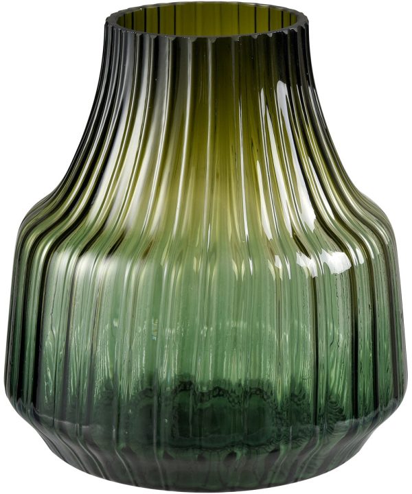 Velasco Ribbed Vase - Small Green Ombre Online