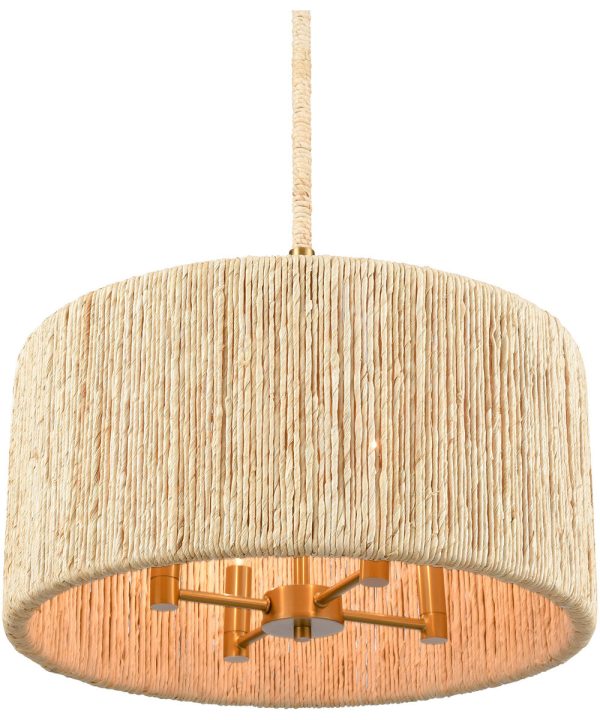 Abaca 18   Wide 4-Light Chandelier - Brushed Gold Hot on Sale