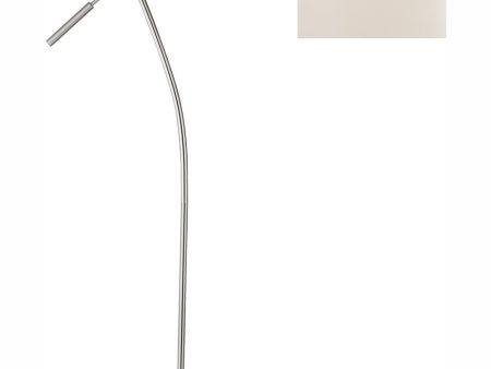 Pollux 1-Light Floor Lamp Brushed Nickel White Fabric Shade Fashion