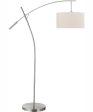 Pollux 1-Light Floor Lamp Brushed Nickel White Fabric Shade Fashion