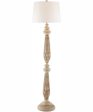 Garo 1-Light Floor Lamp Brushed Wood Finished White Linen For Discount