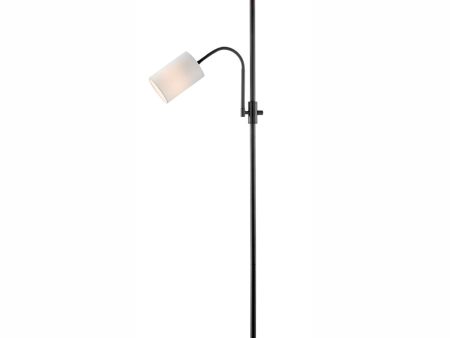 Tayvon 1-Light Floor Reading Combo Lamp Black White Fabric Shade Online now