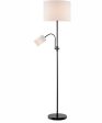 Tayvon 1-Light Floor Reading Combo Lamp Black White Fabric Shade Online now