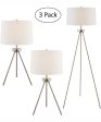 Tullio 1-Light 3Pcs Floor & Table Lamp Set Brushed Nickel White Shade Discount