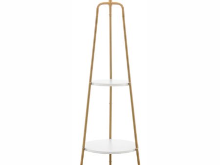 Patterson 1-Light Floor Lamp With Shelves Gold White Fabric Shade Online Sale