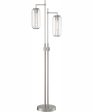 Hagen 2-Light 2-Light Floor Lamp Brushed Nickel Clear Glass Shade For Discount