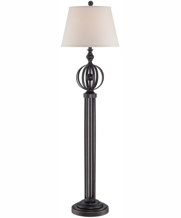 Marquette 1-Light Floor Lamp Dark Bronze Fabric Shade Supply