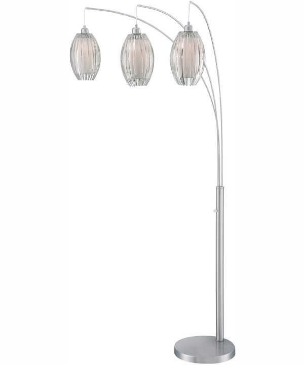 Lotuz 3-Light 3-Light Arch Lamp Chrome  Clear Acrylic&White Shade Online