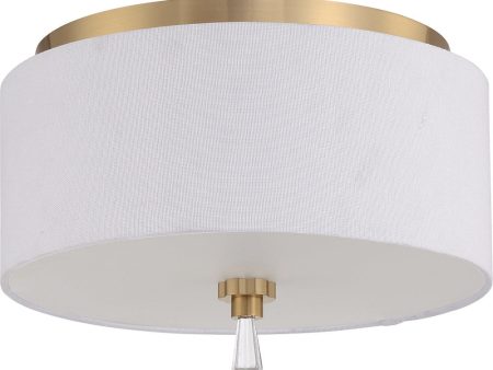 Fortuna 2-Light Flush Mount Satin Brass For Sale