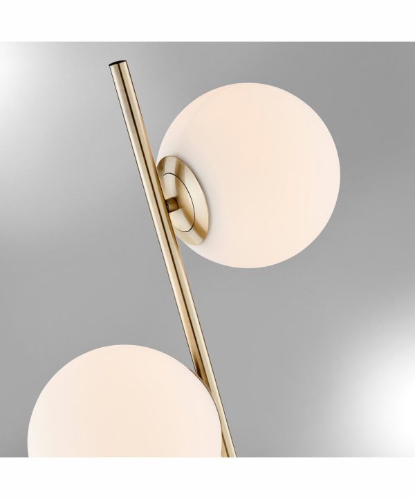 Lencho 2-Light 2-Light Floor Lamp Gold Frost Glass Shade on Sale