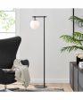 Lencho 1-Light Floor Lamp Black Frost Glass Shade Online Sale