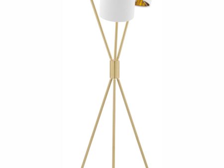 Crisanta 3-Light 3-Light Floor Lamp Gold White Velvet Shade Sale