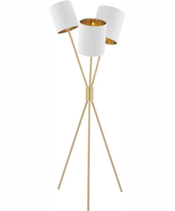 Crisanta 3-Light 3-Light Floor Lamp Gold White Velvet Shade Sale