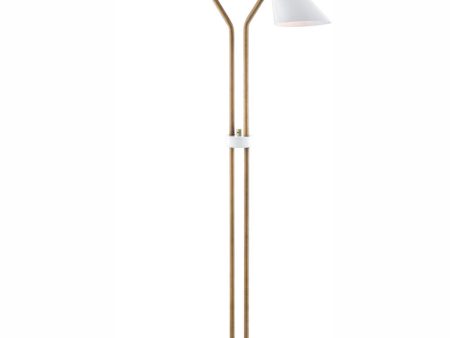 Jared 2-Light 2-Light Floor Lamp Ab Finished White Metal Shade Online now