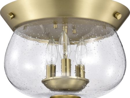 Boliver 3-Light Close-to-Ceiling Vintage Brass Online now