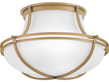 Saddler 3-Light Medium Flush Mount in Heritage Brass For Cheap