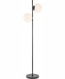 Lencho 2-Light 2-Light Floor Lamp Black Frost Glass Shade Hot on Sale