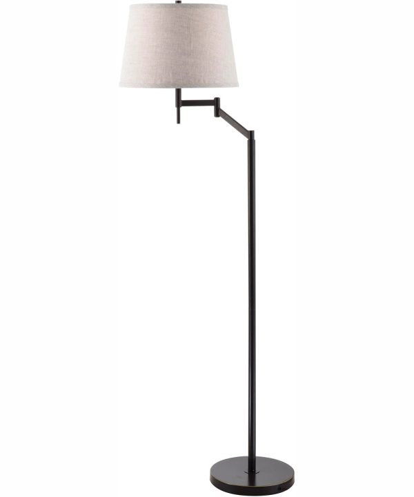 Eveleen 1-Light Floor Lamp D.Brz Light Beige Linen Shade Online