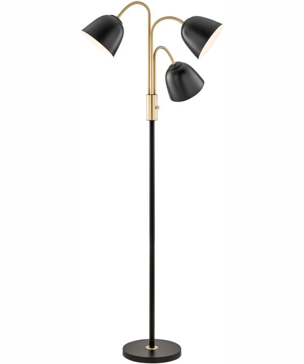 Stark 3-Light 3-Light Floor Lamp Antique Brass Black Supply