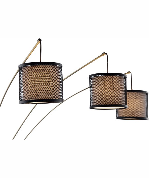 Elena 3-Light 3-Light Arch Lamp Coffee Metal Net Shade Fabric Online now