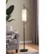 Renessa 1-Light Floor Lamp Black Off-White Fabric Shade Online now