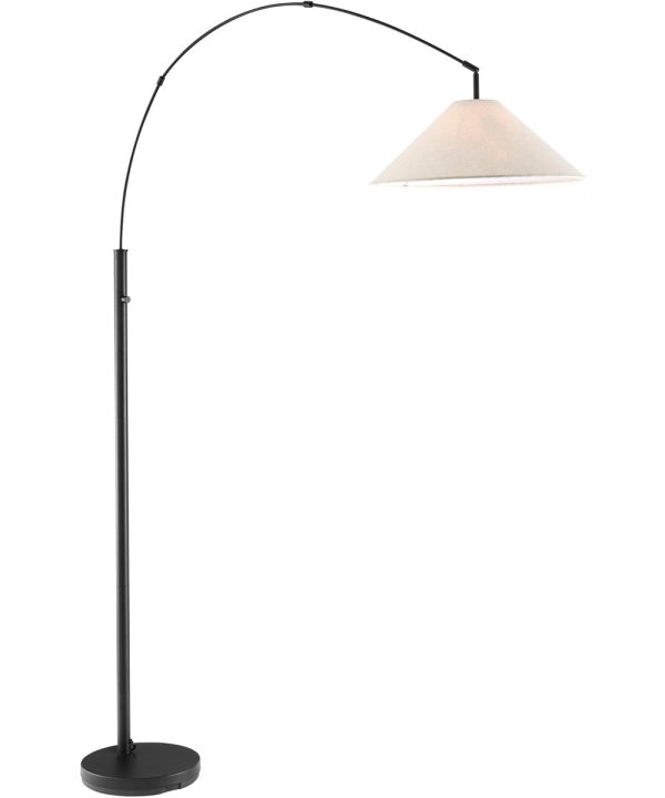 Hadas 1-Light Arch Lamp Black Fabric Shade Online Hot Sale